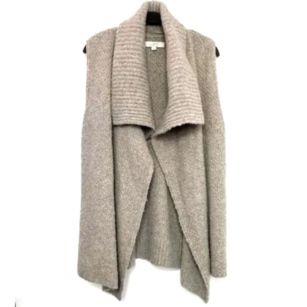 ANN Taylor LOFT Longline Collared Sweater Vest Gray Wool Alpaca Small - Picture 1 of 9